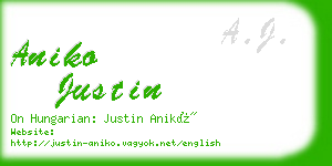 aniko justin business card